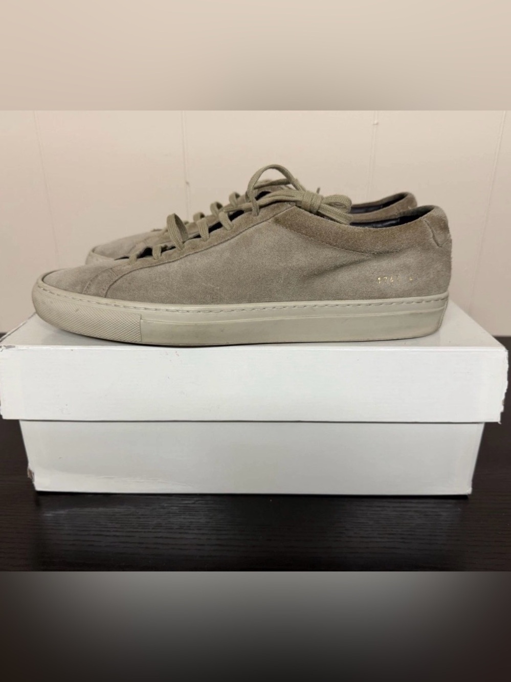 Common Projects Men's Suede Low-Top Sneakers in Taupe Achilles 43 10